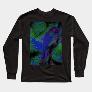 PARROT DECO POSTER MACAW PRINT TROPICAL DESIGN PALM BEACH Long Sleeve T-Shirt